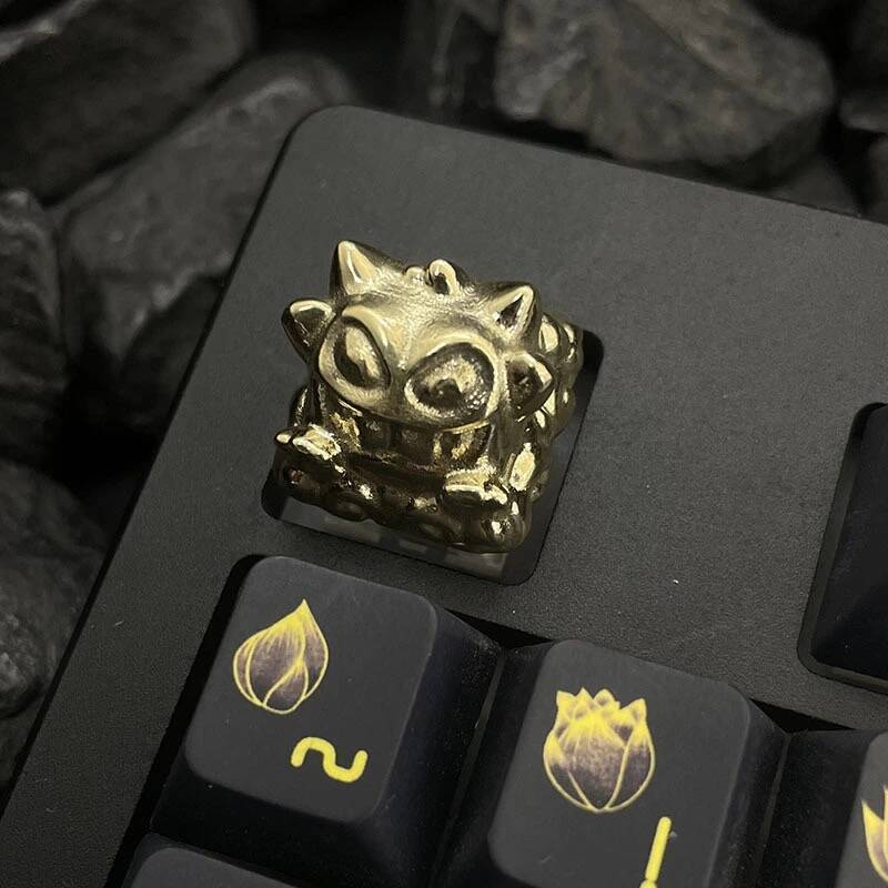 YMDK Strange Frog Personality Keycaps Novel Creative Keycaps Pure Copper Handmade Keycaps for MX Mechanical Keyboard