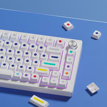 YMDK Dots Color Keycaps Full Set 135 Keys PBT Dye Sub Cherry Profile Sidelit Light Transmission for MX Mechanical Keyboard