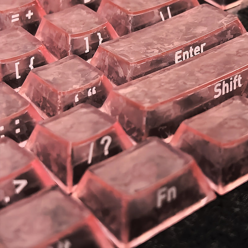 YMDK Carbon Fiber Texture 119 Key Side Printed Shine Through Keycaps for 61/64/68/84/87/96/108-Key MX Mechanical Keyboards