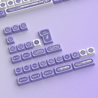 YMDK 136 Keys Cat's Eye Stone White and Purple Double Spelling Keycaps Translucent Cherry Profile for 61/68/87/98/104/108 MX Mechanical Keyboard