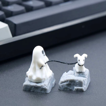 YMDK Ghost Puppy Personality Keycaps Novel Cute Interesting Keycap Resin Three-dimensional Key Caps for MX Mechanical Keyboard