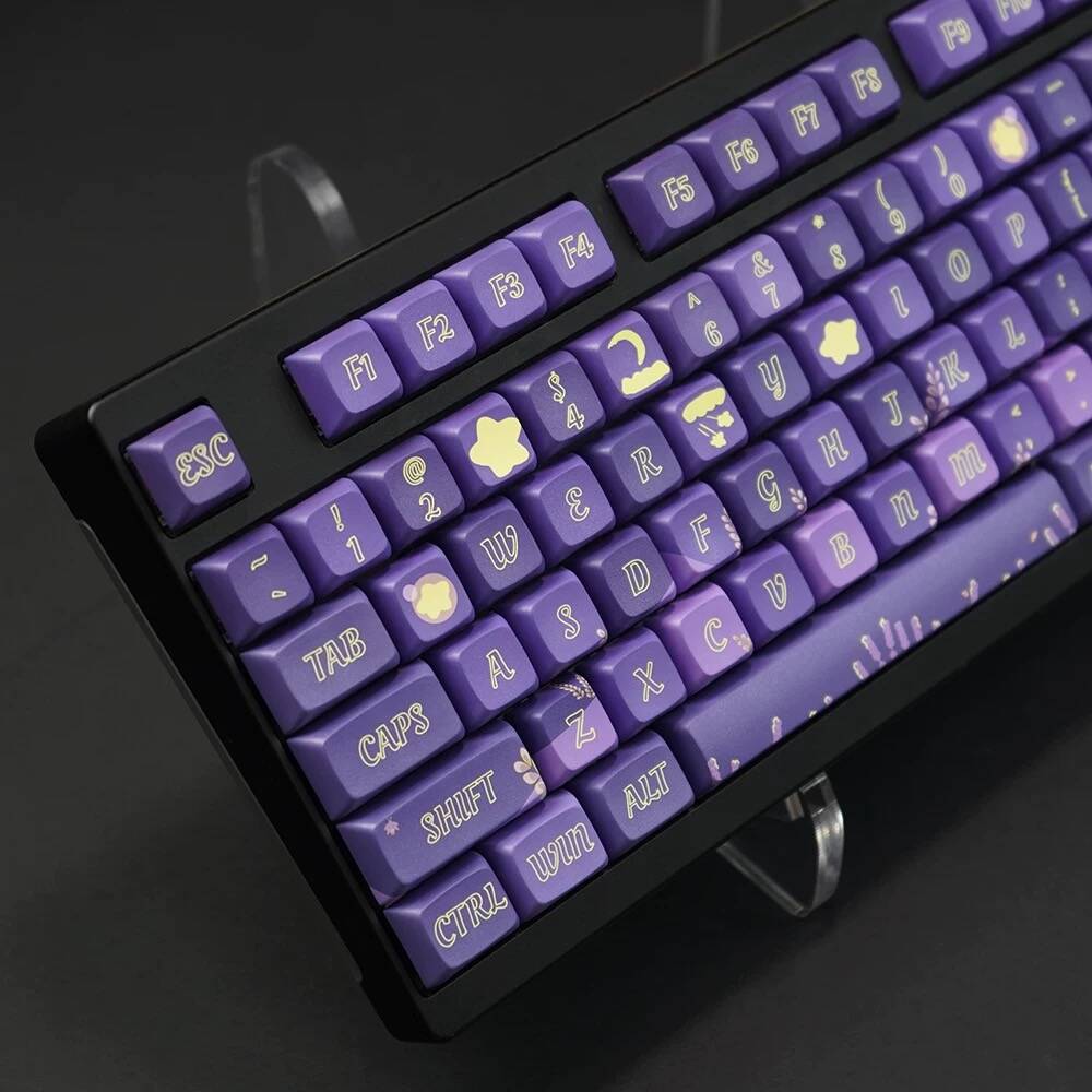 YMDK Starry Night Lavender Theme Keycaps Full Set 127 Keys XDA Profile PBT Dye Sub Key Cap for MX Mechanical Keyboard