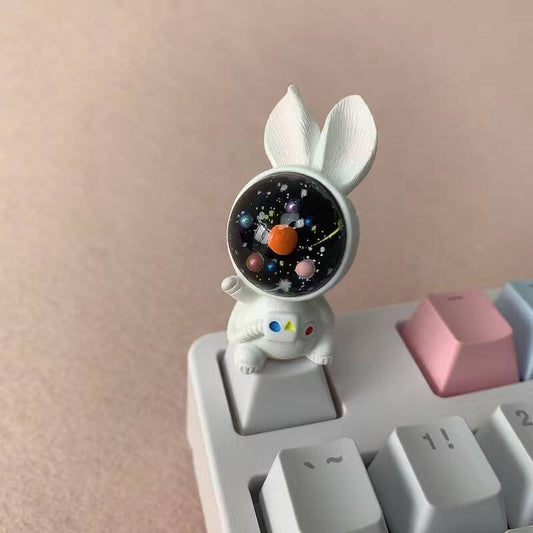 YDMK Space Rabbit Personality Keycaps Creative Cute Three-imensional Custom Resin R4 Key Cap for MX Switches Mechanical Keyboard