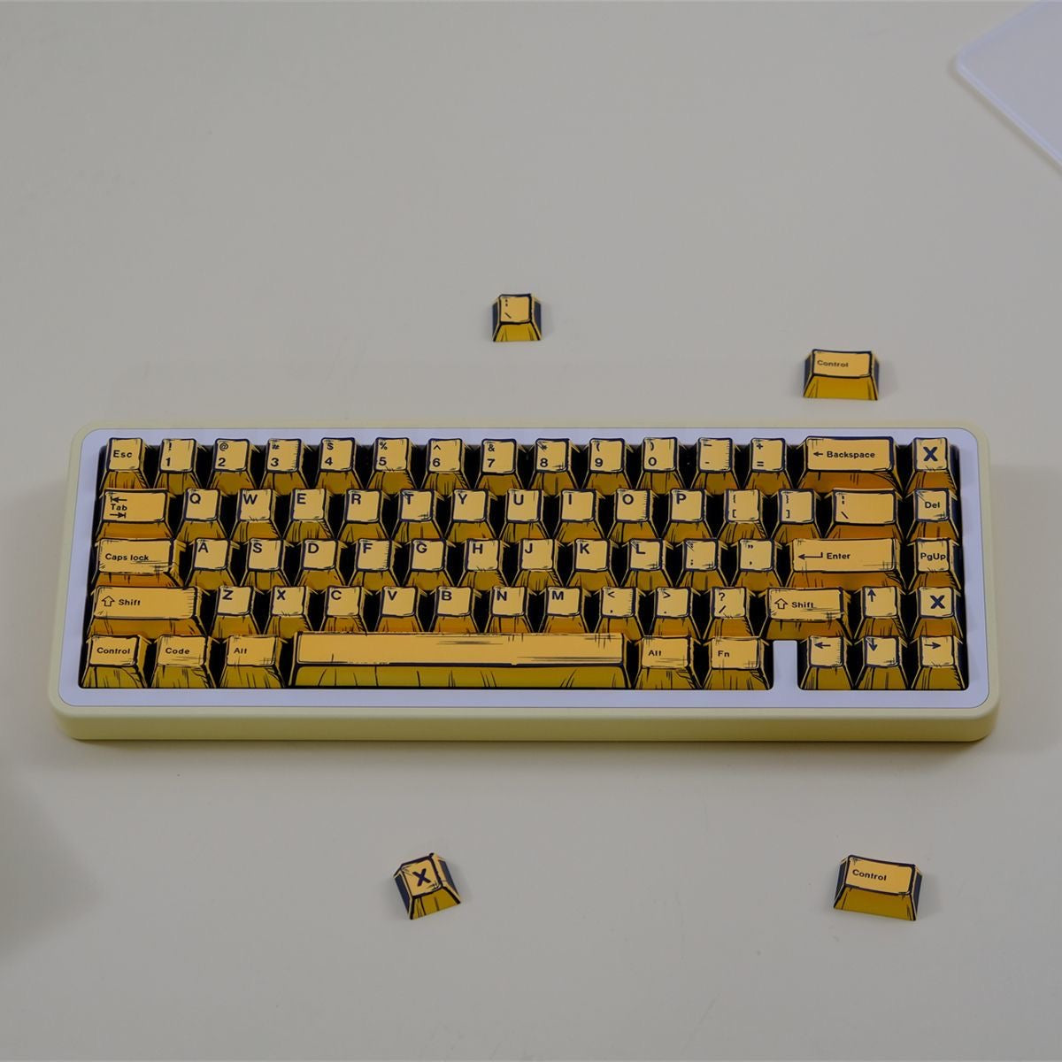 YMDK Yellow Comic Keycaps Full Set 151 Keys Creative Cartoon Style Custom Cherry Profile PBT Dye Sub Keycap for MX Mechanical keyboard