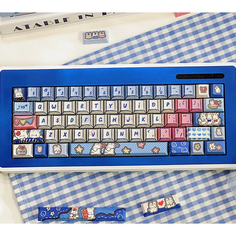 YMDK Cowboy Bunny Theme Manga Style Keycaps Full Set 149 keys Creative Cute PBT Dye Sublimation MDA Cherry Profile Keycaps for MX Mechanical Keyboard