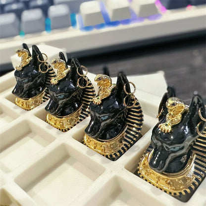 YMDK Mysterious Egyptian Style Dog-headed God Anubis Personalized Keycaps Creative Custom Three-dimensional Keycap for MX Mechanical Keyboard