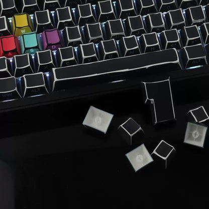 YMDK Sketch Keycaps Full Set 124 Keys Creative Comic Style Sidelit Cherry Profile PBT Dye Sub Keycap for MX Mechanical keyboard