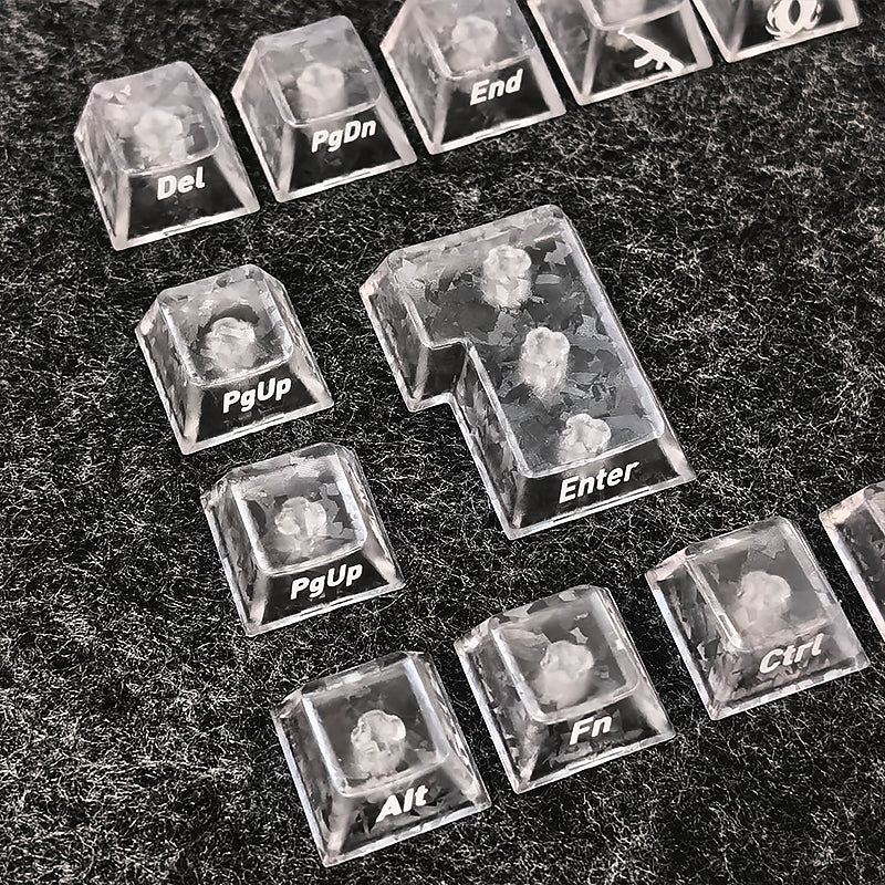 YMDK Carbon Fiber Texture 119 Key Side Printed Shine Through Keycaps for 61/64/68/84/87/96/108-Key MX Mechanical Keyboards