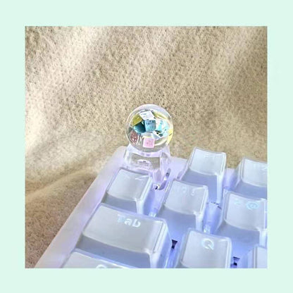 YMDK Crystal Ball Personalized Keycap Cute Resin OEM Profile R4 Transparent for Mechanical Keyboard