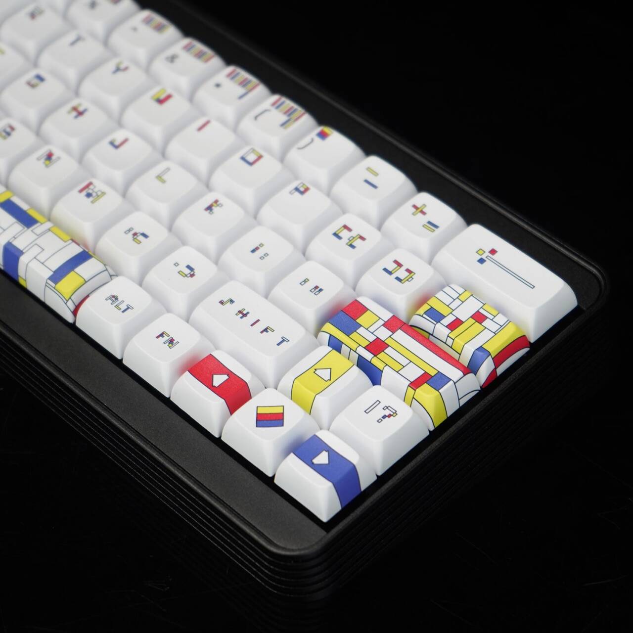 YMDK Mondrian Theme Keycaps Full Set 127 Keys XDA Profile PBT Dye Sub Keycap for MX Mechanical Keyboard