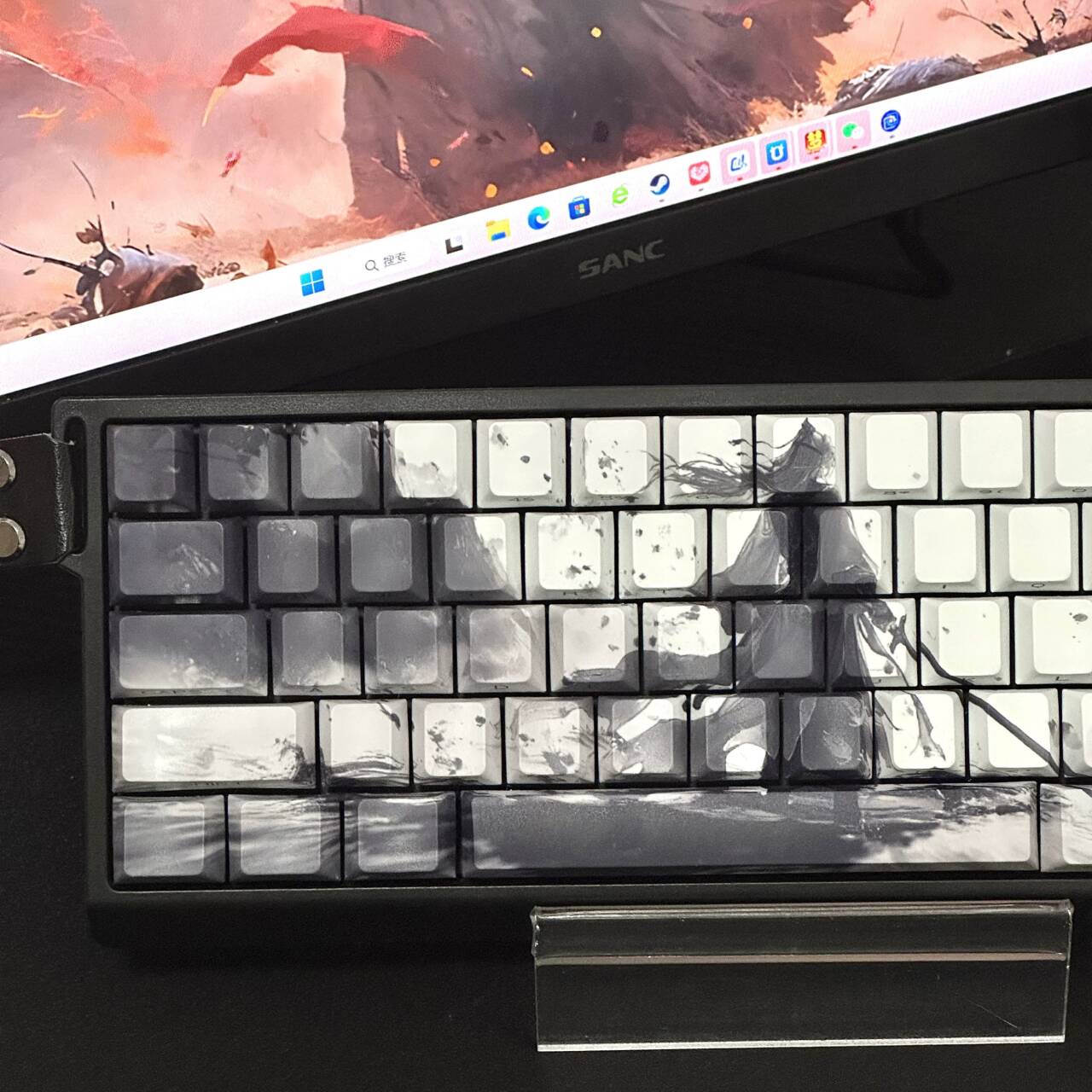 YMDK Sword Immortal Theme Keycaps Full Set 124 Keys Sidelit Cherry Profile Dye Sub Custom Keycap for MX Mechanical Keyboard