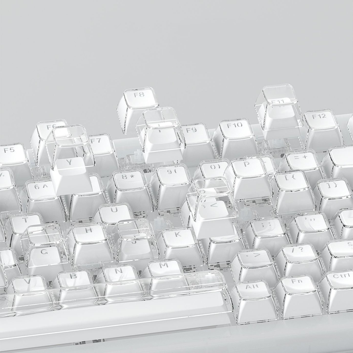 YMDK Crystal Jelly Pudding Keycaps 136 Keys Backlit Keycap Double Shot PC Acrylic for 68/75/84/87/108 MX Mechanical Keyboards