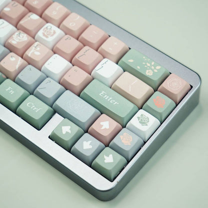 YMDK Old Testament Rose Theme Keycaps Full Set 122 Keys XDA Profile PBT Dye Sub Keycap for MX Mechanical Keyboard