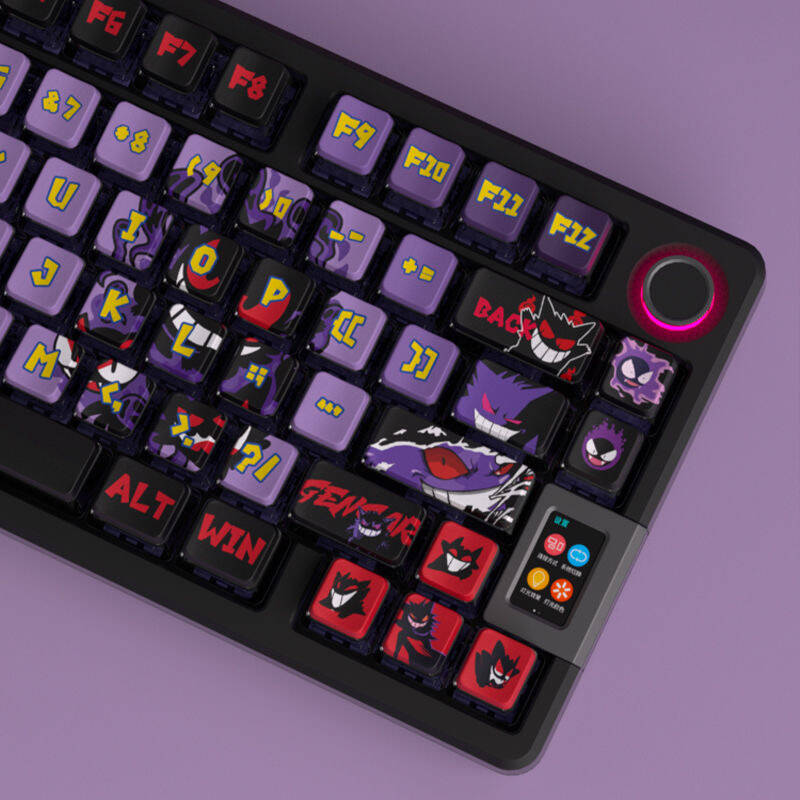 YMDK Evil Coal Ball Theme Complete Set Keycaps Cartoon Simple Keycap Four-sided Light-transmitting PBT Dye Sub Key Caps OEM Profile for MX Mechanical Keyboard