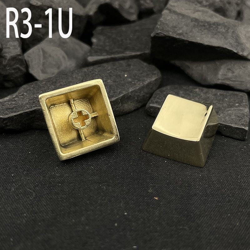 YMDK Pure Copper Full Set of Keycaps Simple Concave Metal Keycaps Punk Square OEM Profile for MX Switches Mechanical Keyboard