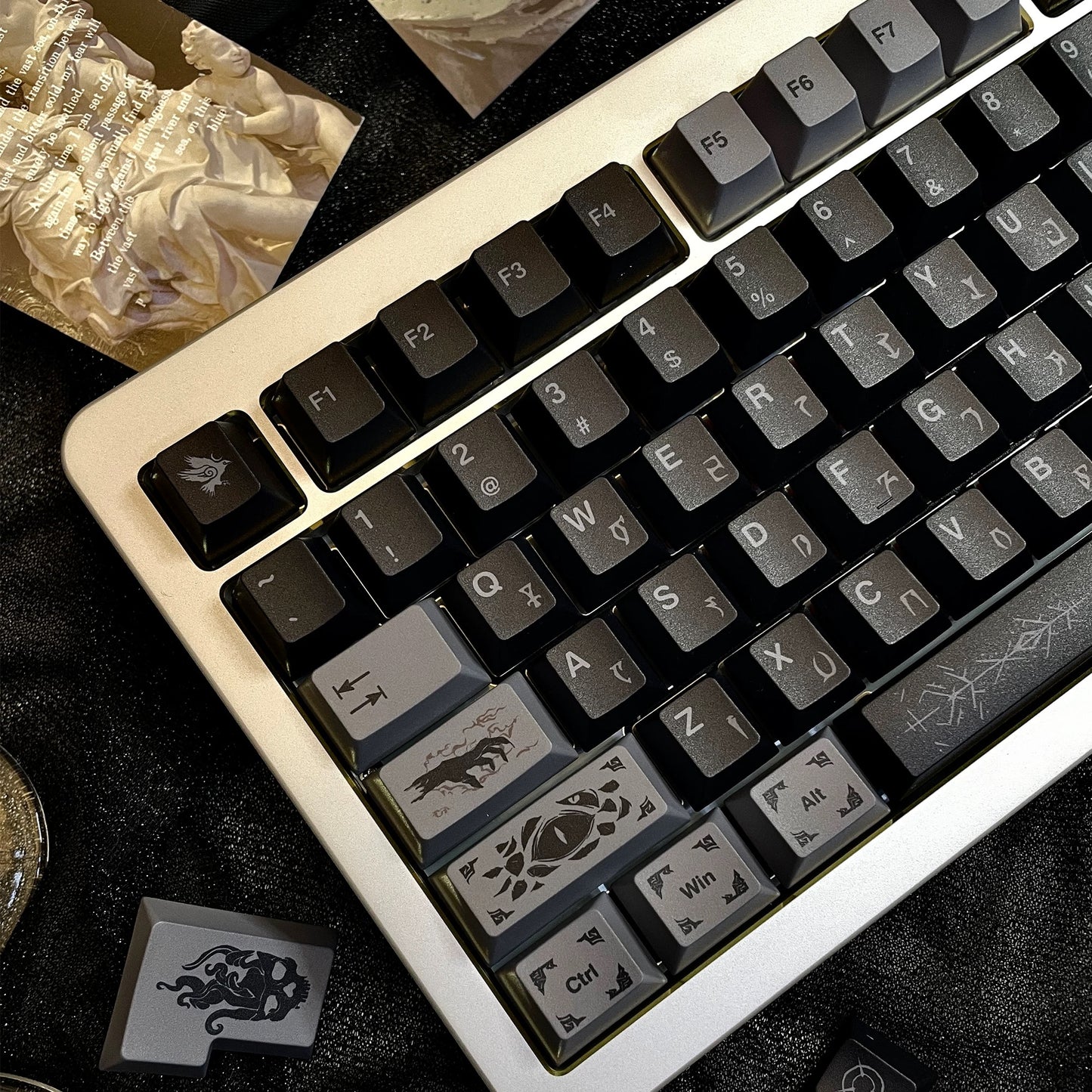 YMDK 143 key Occult Theme Keycaps PBT Cherry Profile Five-sided Dye Sub Custom Keycap for 61/68/75/87/98/104/108 MX Mechanical Keyboard