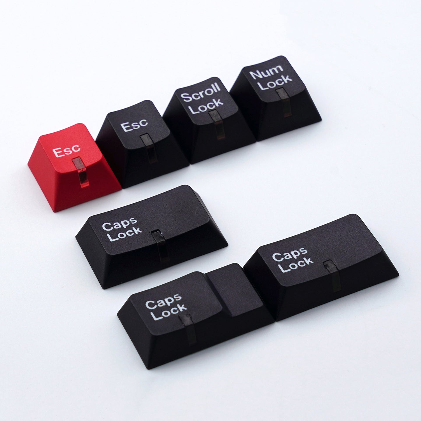 YMDK 7 Keys Cherry Profile Indicator Lamp Cap White Black Caps Lock/Num/Esc PBT Dye Sub Top Print Keycaps for MX Mechanical Keyboard