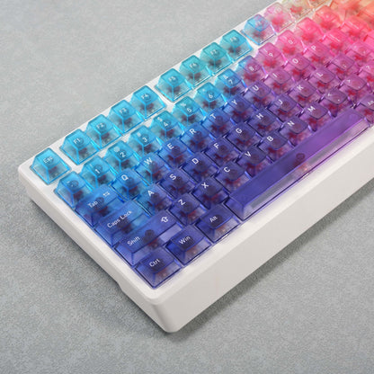 YMDK Rainbow Gradient Theme Keycaps Frosted Clear 115 keys PC Cherry Profile Shine Through Custom Keycap for 61/68/75/87/96/100/104/108 MX Mechanical Keyboard