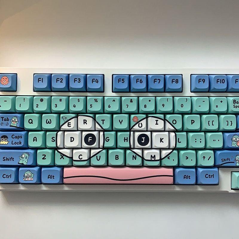 YMDK Ugly Fish Keycaps Full Set 133 Keys Creative Cute Interesting Keycap Dye Sub PBT XDA Profile Custom Key Caps for MX Mechanical Keyboard