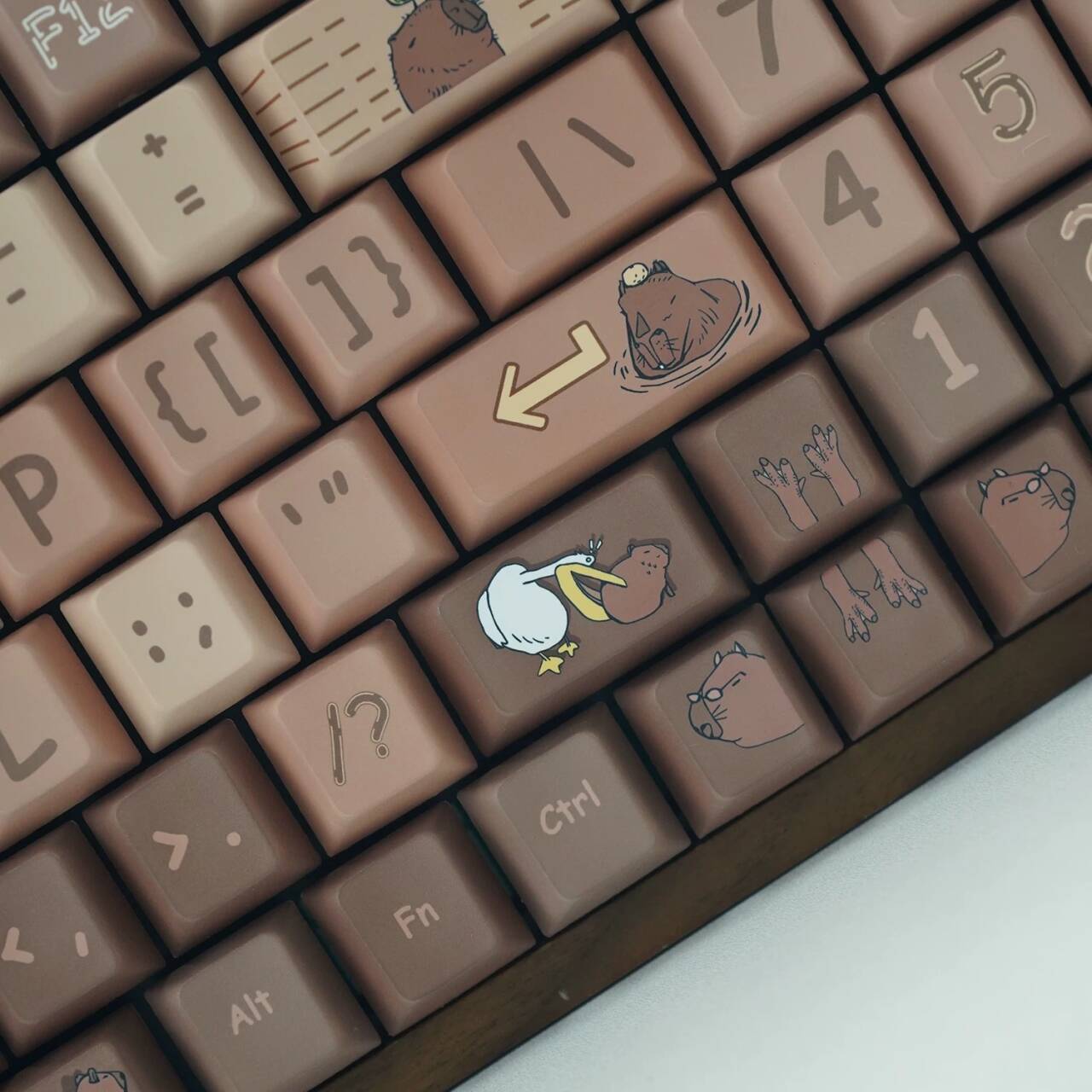 YMDK Kapibala 129 keys Cherry Profile 5 Sides Over Dye Sub Thick PBT Coffee Keycap for MX Mechanical Keyboard