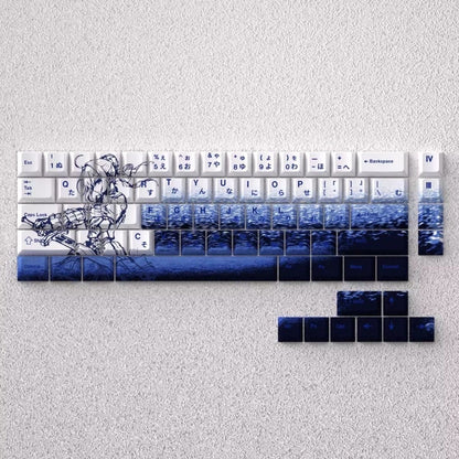 YMDK Saber Second Dimension Theme Keycaps Full Set 73 keys Cute Minimalist Cherry Profile PBT Top Print Custom Keycap for 60 65 68 MX Mechanical Keyboard