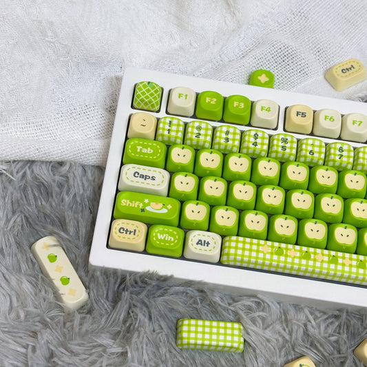 YMDK Green Apple 97 Keys MOA Profile PBT Dye-Sub Keycaps, Compatible with 87 Layout Mechanical Keyboard