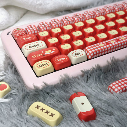 YMDK Red Apple 143 Keys MOA Profile PBT Dye-Sub Keycaps for 61/68/84/104/108 Mechanical Keyboard