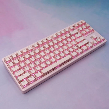 YMDK 130 Keys Imperial Light Theme White Backlit Shine Through Cherry Profile Keycaps for 68/75/87/98/104/108 MX Mechanical Keyboards