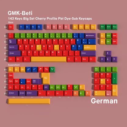 YMDK 143 Keys GMK Color Theme Cherry Profile English Russian German Spanish French PBT Dye Sub Keycap For MX Mechanical Keyboards
