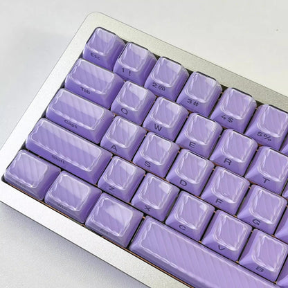 YMDK Demon Wave Blue, White, Pink, Purple Keycaps OEM Side-Printed 136 Key PC Shine Through for 61/64/68/84/87/96/108 Mechanical Keyboards