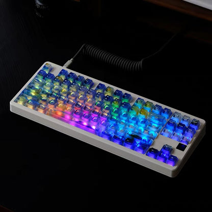 YMDK 121 Keys Frosted Clear Rose Sorrow Starry Sky Theme PC Cherry Profile PC Shine Through Keycaps for MX Mechanical Keyboard