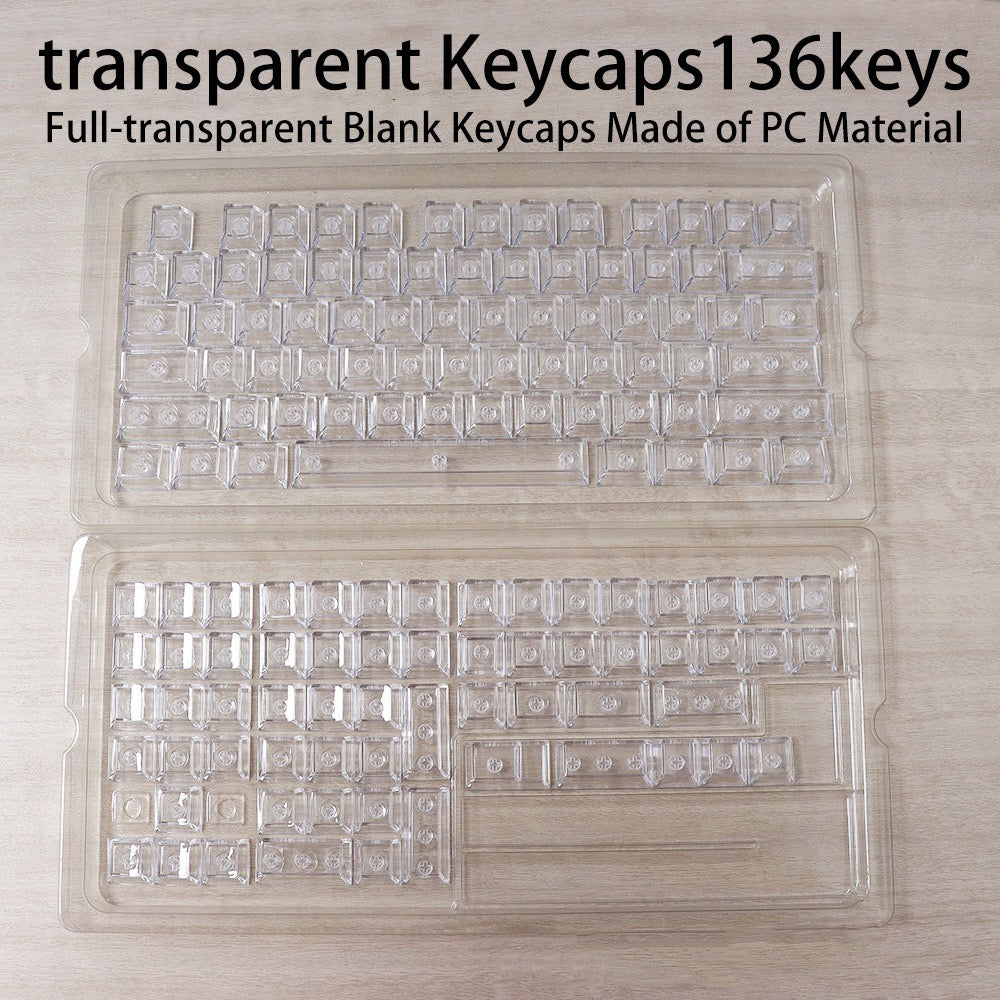 YMDK 136 Keys Full Transparent PC Crystal Ice RGB Blank Keycaps, Cherry Profile for 61/68/84/104/108 MX Mechanical Keyboard