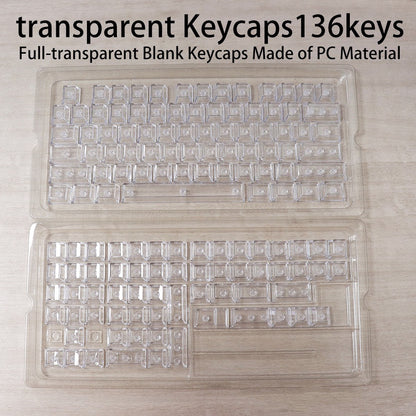 YMDK 136 Keys Full Transparent PC Crystal Ice RGB Blank Keycaps, Cherry Profile for 61/68/84/104/108 MX Mechanical Keyboard