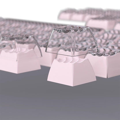 YMDK Demon Wave Blue, White, Pink, Purple Keycaps OEM Side-Printed 136 Key PC Shine Through for 61/64/68/84/87/96/108 Mechanical Keyboards