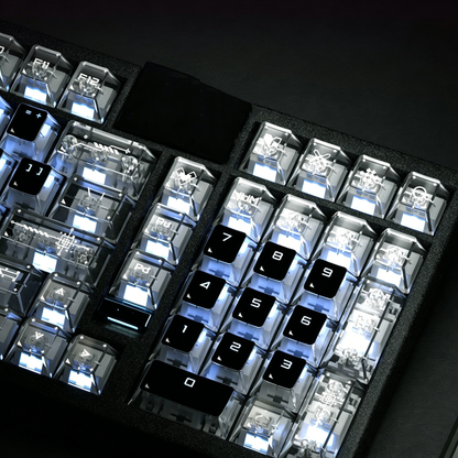 YMDK 126 Keys Black White Clear PC Cherry Profile PC Shine Through UV Top Print Keycaps for 61/84/87/104/108 MX Mechanical Keyboards