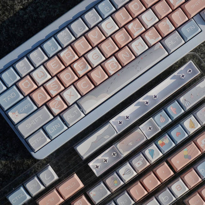 YMDK Paper Plane Theme Keycaps Full Set 127 Keys XDA Profile PBT Dye Sub Keycap for MX Mechanical Keyboard