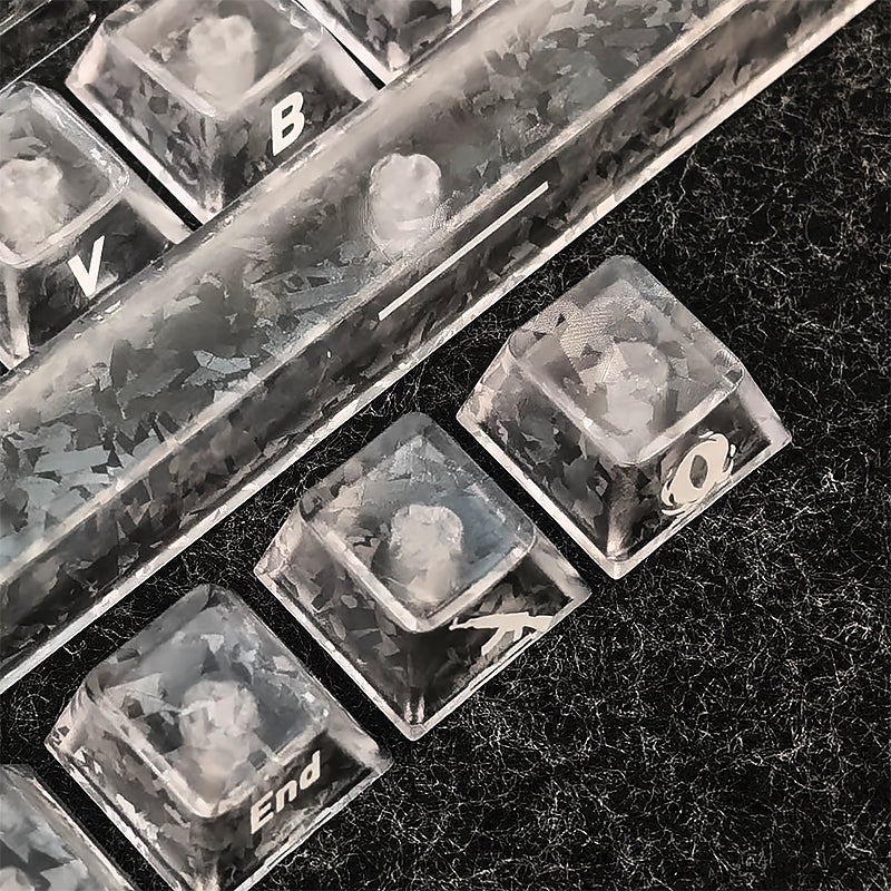 YMDK Carbon Fiber Texture 119 Key Side Printed Shine Through Keycaps for 61/64/68/84/87/96/108-Key MX Mechanical Keyboards