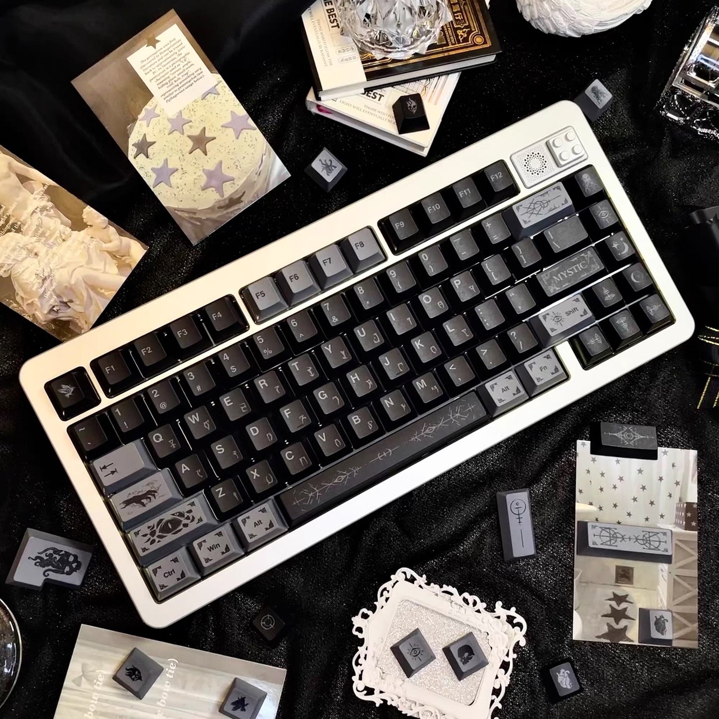 YMDK 143 key Occult Theme Keycaps PBT Cherry Profile Five-sided Dye Sub Custom Keycap for 61/68/75/87/98/104/108 MX Mechanical Keyboard