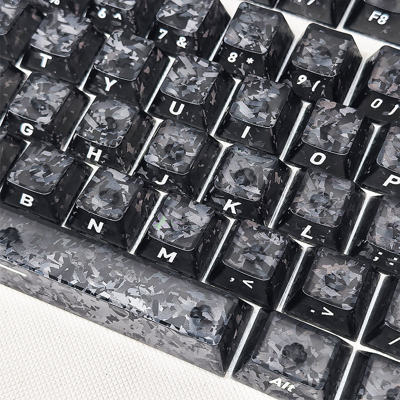 YMDK Carbon Fiber Texture 119 Key Side Printed Shine Through Keycaps for 61/64/68/84/87/96/108-Key MX Mechanical Keyboards