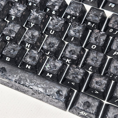 YMDK Carbon Fiber Texture 119 Key Side Printed Shine Through Keycaps for 61/64/68/84/87/96/108-Key MX Mechanical Keyboards
