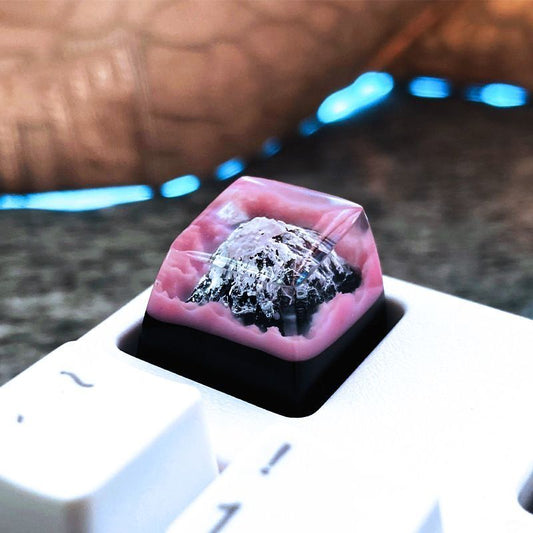 YMDK Snow Mountain Fuji Personalized Keycaps Translucent Resin for Mechanical Keyboard