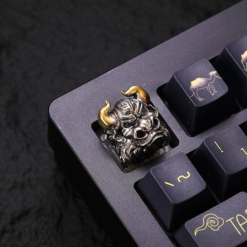 YMDK Bull Demon King Retro Personalized Keycaps Cool Interesting Creative Keycap Metal Pure Copper for MX Mechanical Keyboard