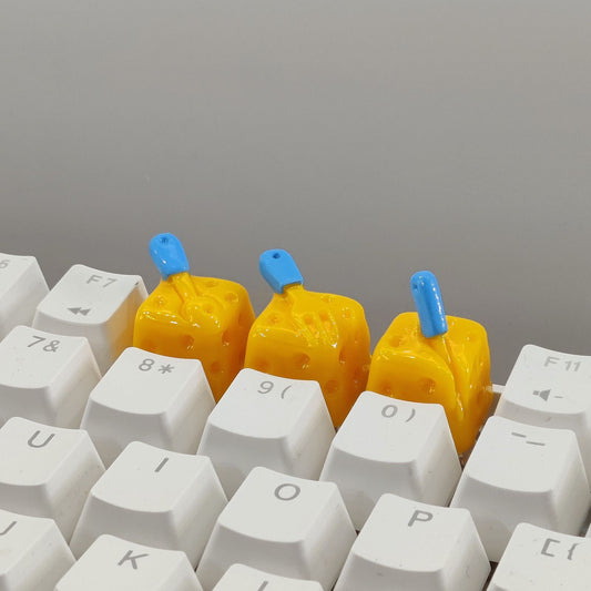 YMDK Three-dimensional Cheese Cake Personalized Keycaps Cute Interesting Handmade Resin Keycap for MX Mechanical Keyboard