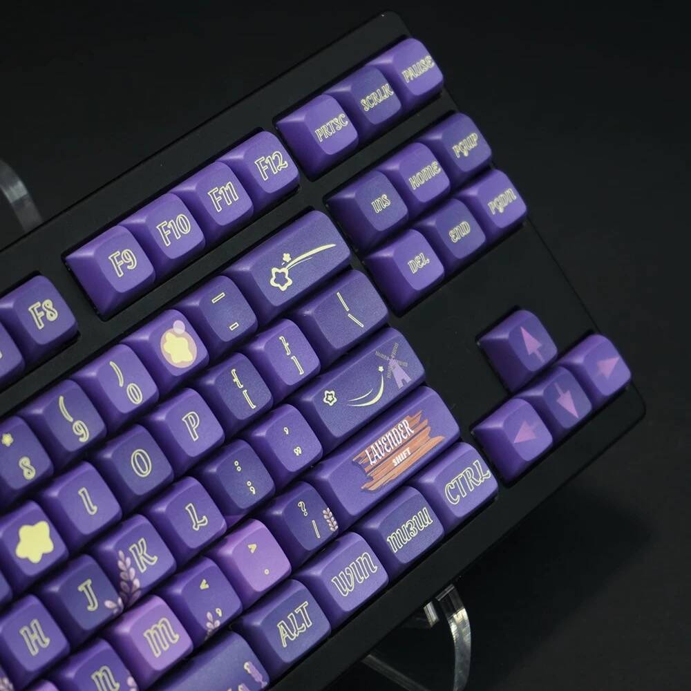 YMDK Starry Night Lavender Theme Keycaps Full Set 127 Keys XDA Profile PBT Dye Sub Key Cap for MX Mechanical Keyboard