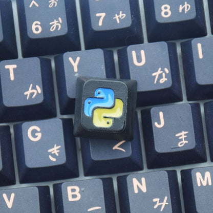 YMDK Python Icon Key Cap Personalized Keycap Resin 3D Print Hand Painted for Mechanical Keyboard