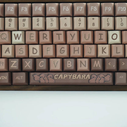 YMDK Kapibala 129 keys Cherry Profile 5 Sides Over Dye Sub Thick PBT Coffee Keycap for MX Mechanical Keyboard