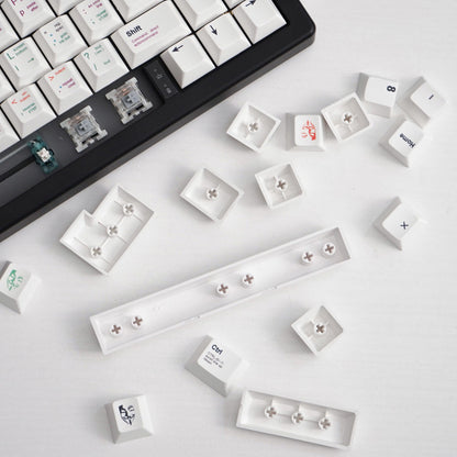 YMDK White Programmer Keycaps Full Set 139 Keys PBT Dye Sub Cherry Profile Keycaps Creative Novel Interesting Keycaps for 64/68/75 MX Key Mechanical Keyboard