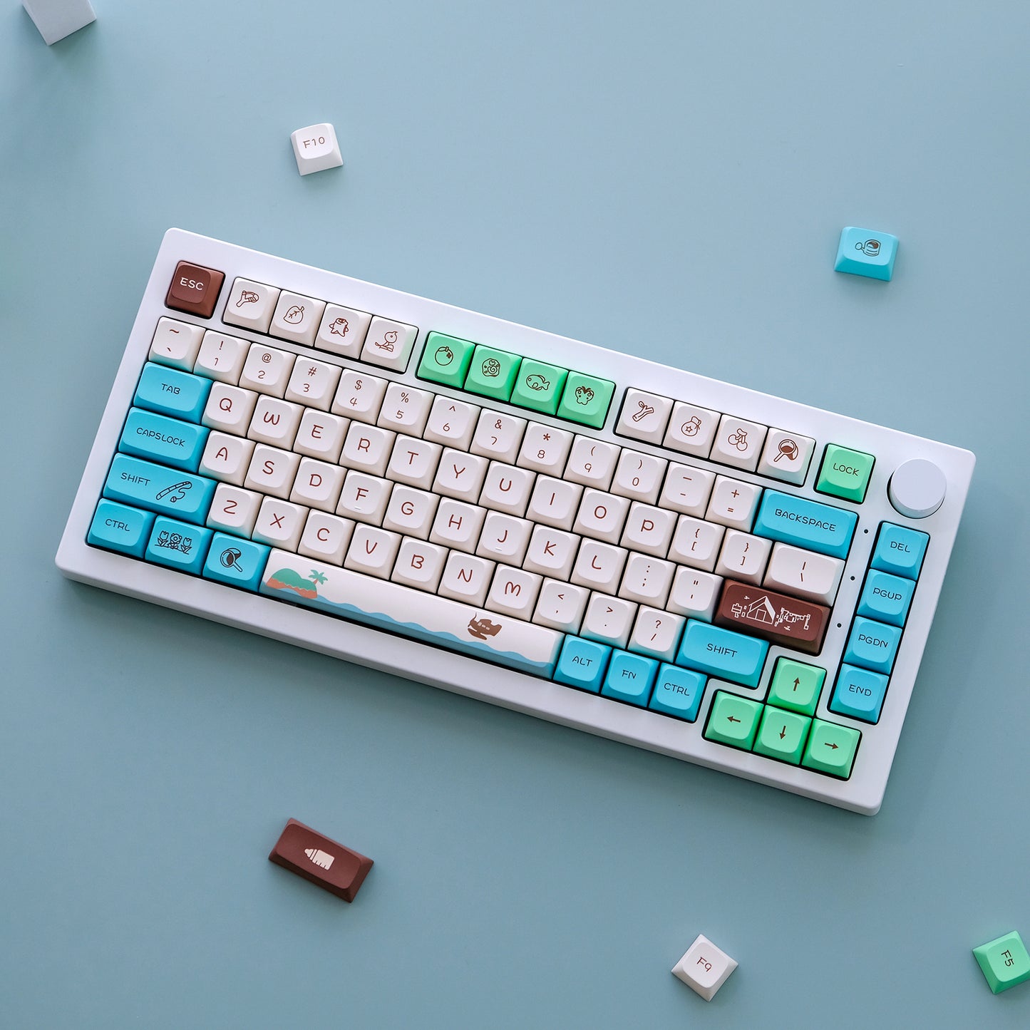 YMDK 147 Keys Animal Forest Theme Keycaps XDA Profile PBT Dye Sub Top Print Keycap for 61/84/87/104/108 MX Mechanical Keyboards