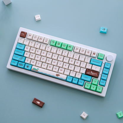 YMDK 147 Keys Animal Forest Theme Keycaps XDA Profile PBT Dye Sub Top Print Keycap for 61/84/87/104/108 MX Mechanical Keyboards