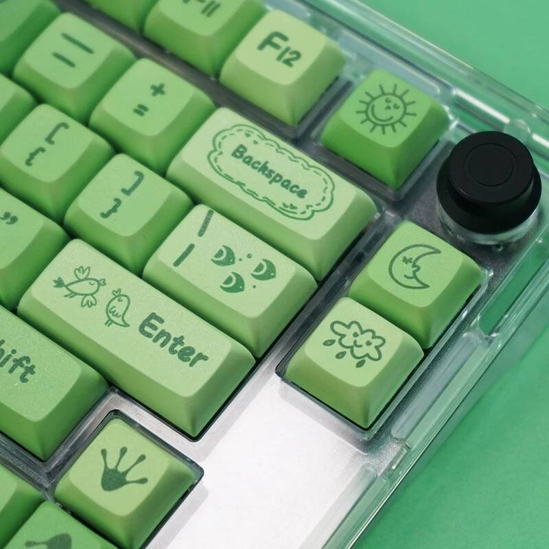 YMDK Lotus Pond Theme Keycaps Full Set 127 Keys XDA Profile PBT Dye Sub Key Cap for MX Mechanical Keyboard